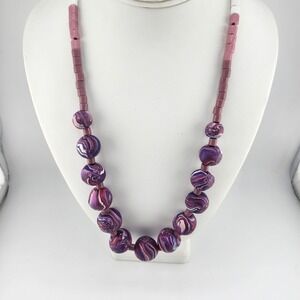 Purple Swirl Bead‎ Necklace Costume Jewelry Statement Fashion Accessory
